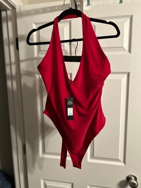 Fashion Nova Red Halter Bodysuit